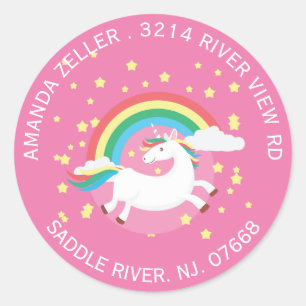 Colourful Unicorn Return Address Label