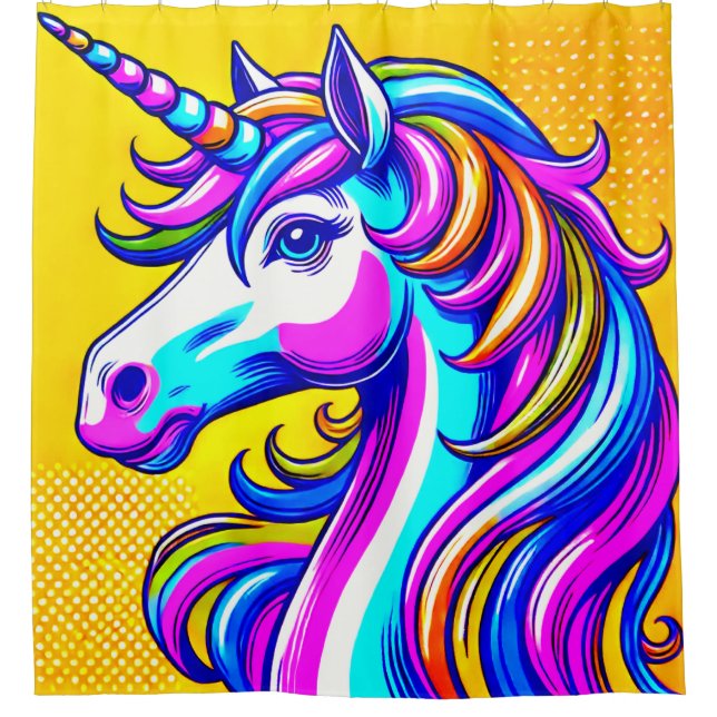 Colourful Unicorn Shower Curtain (Front)