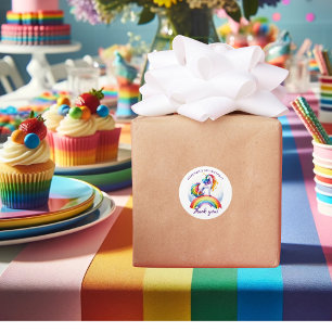 Colourful, Unicorn Themed Rainbow Classic Round Sticker