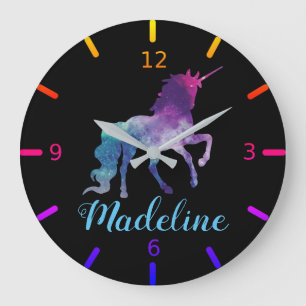 Colourful Unicorn Universe Large Clock