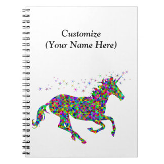 Colourful Unicorn with Custom Name Notebook