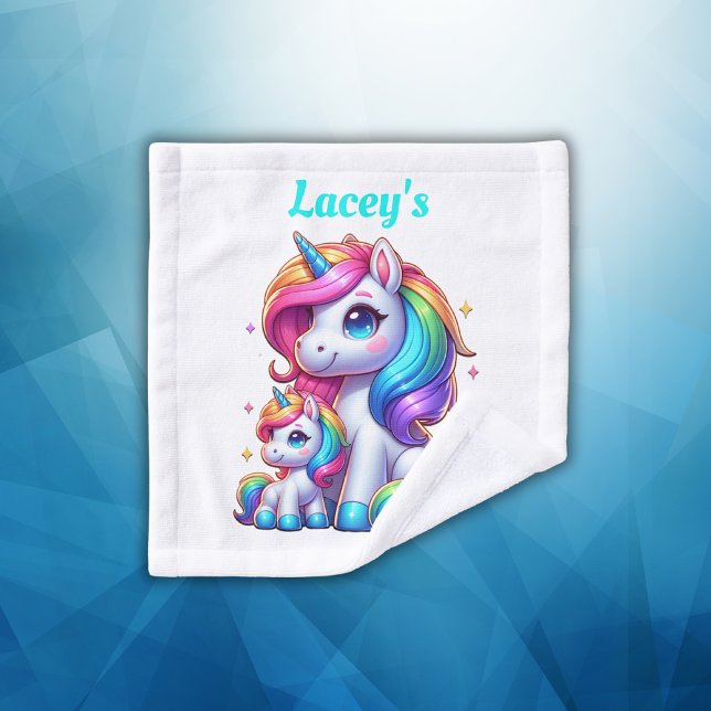 Colourful Unicorns, Monogrammed | Wash Cloth (Creator Uploaded)