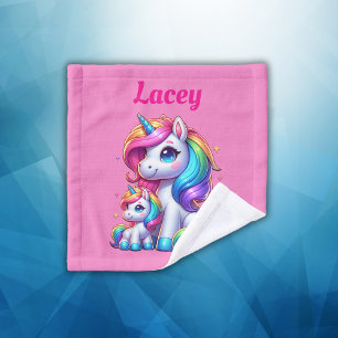 Colourful Unicorns, Monogrammed with Name Wash Cloth