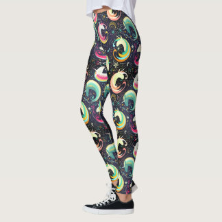 Colourful Unicorns Seamless Pattern Yoga Running Leggings