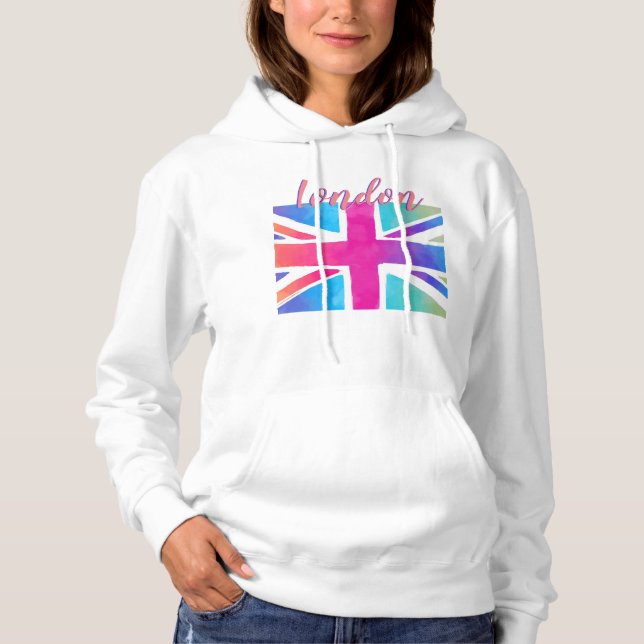Colourful Union Jack Hooded Sweatshirt (Women) (Front)