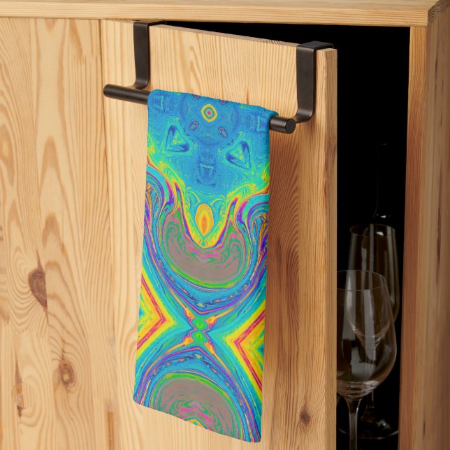 Colourful Unique Abstract Tea Towel (Thirds Fold)