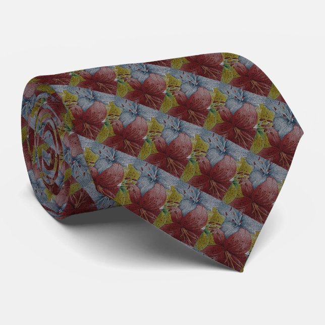 colourful unique and vibrant lily flowers tie (Rolled)