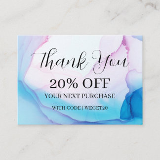 Colourful Unique Blue Pink Ink Discount Business Card