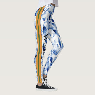 Colourful unique design l Floral Blue l Workout Leggings