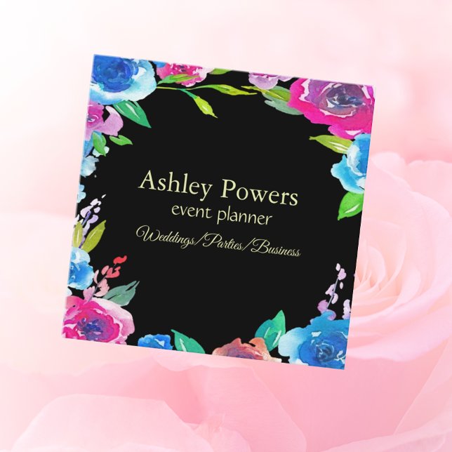 Colourful Unique Floral Square Business Card (Creator Uploaded)