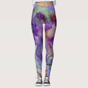 Colourful, Unique, Paint Splatter Purple & Green Leggings