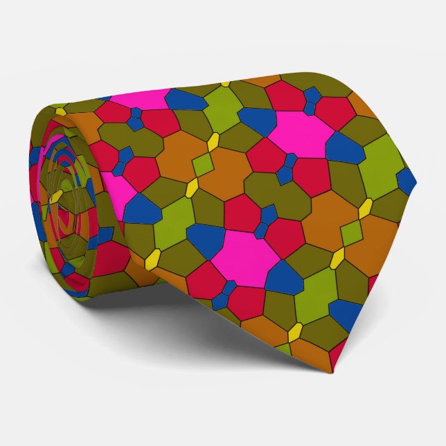 Colourful Unique Pattern Tie (Rolled)