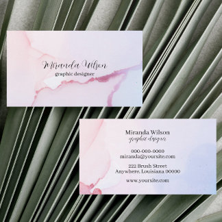 Colourful Unique Pink Watercolor Ink Designer Business Card