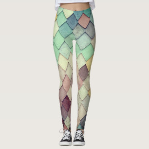 Colourful Unique Tiles Texture Pattern Leggings