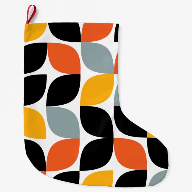 Colourful, unique, trendy, urban leaf concept large christmas stocking (Front)