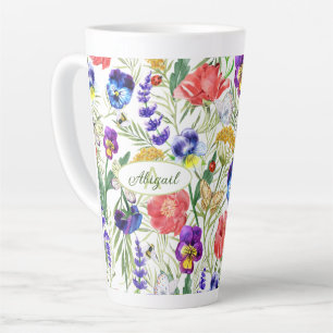 Colourful Unique Watercolor Wild Flowers Bugs Mug