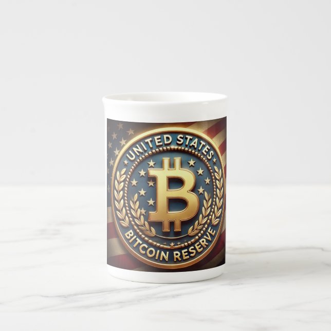 Colourful United States Bitcoin Reserve Bone China Mug (Front)
