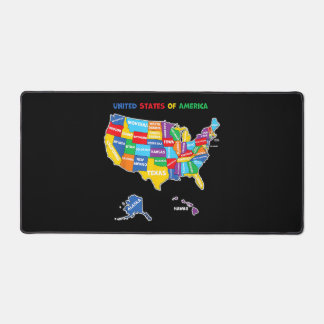 Colourful United states of America Map with states Desk Mat