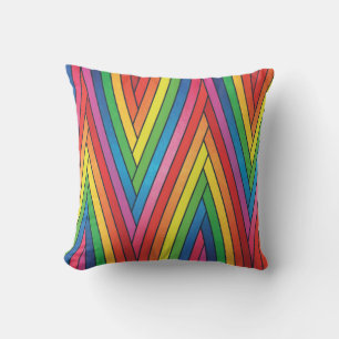 Colourful Up and Down Curved Zig-Zag Stripes Cushion