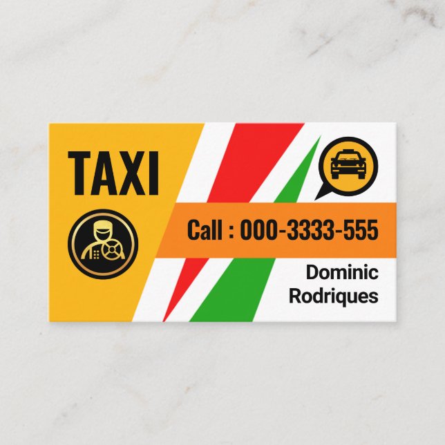 Colourful Up Down Travel Taxi Routes Business Card (Front)