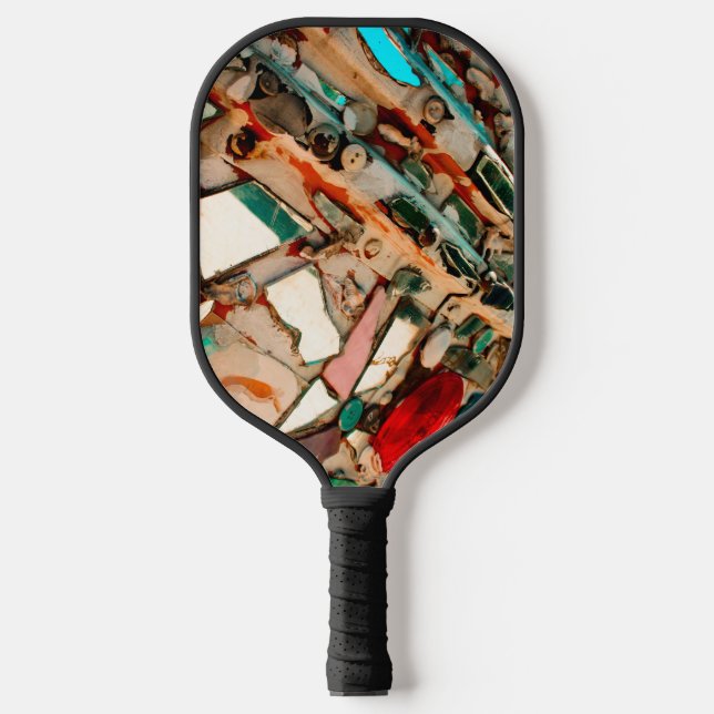 Colourful Upcycled Art Pickleball Paddle (Front)