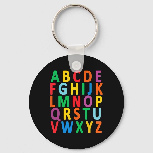 Colourful Uppercase Letters Alphabet Learn Abc Boy Key Ring (Front)