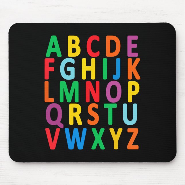 Colourful Uppercase Letters Alphabet Learn Abc Boy Mouse Mat (Front)