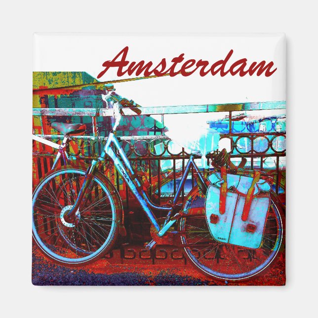 Colourful urban bike collage - Amsterdam series Magnet (Front)