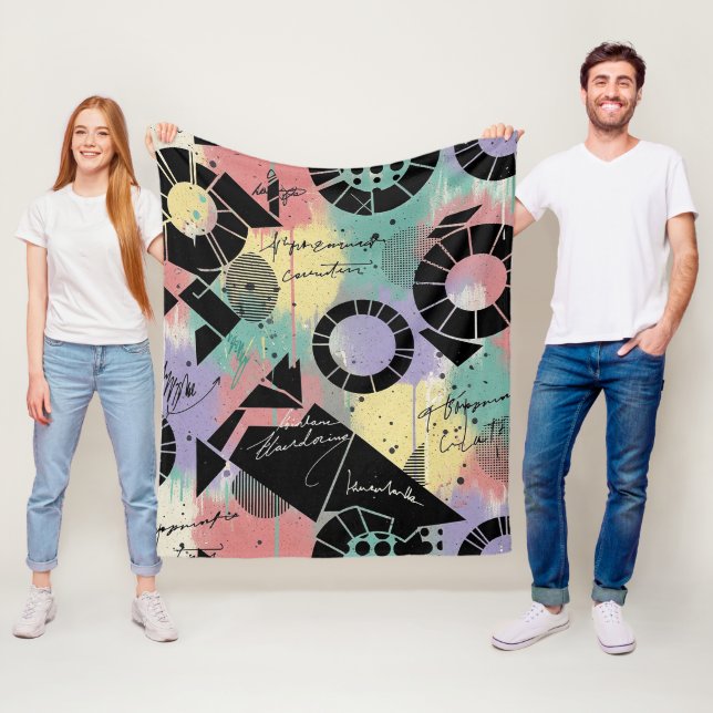 Colourful Urban Graffiti Pattern (10) Fleece Blanket (In Situ)