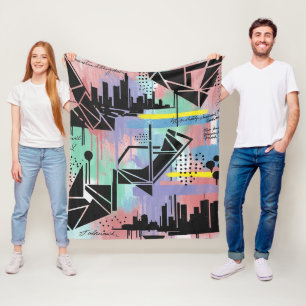 Colourful Urban Graffiti Pattern (11) Fleece Blanket