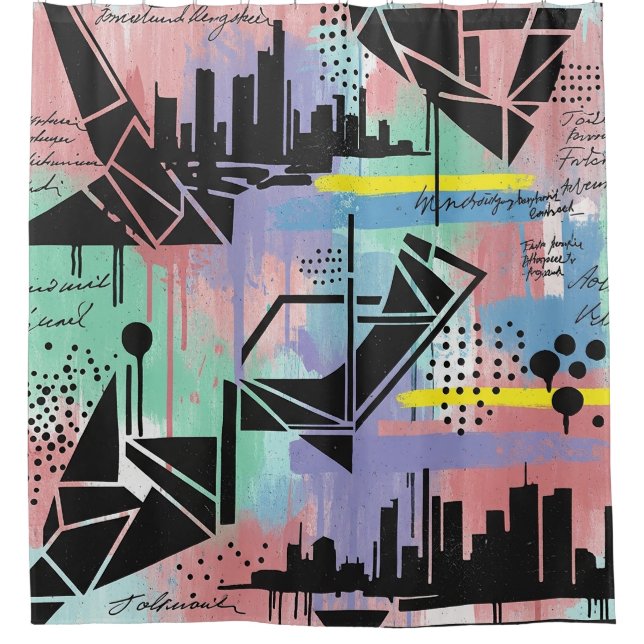 Colourful Urban Graffiti Pattern (11) Shower Curtain (Front)