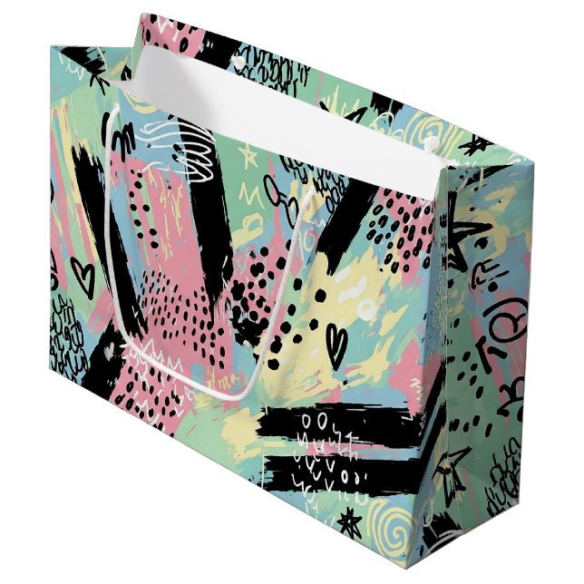 Colourful Urban Graffiti Pattern (12) Large Gift Bag (Front Angled)