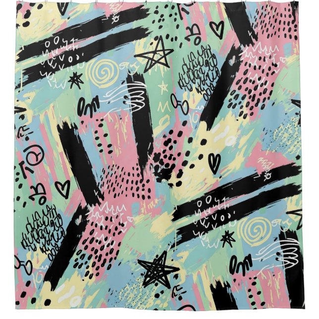 Colourful Urban Graffiti Pattern (12) Shower Curtain (Front)