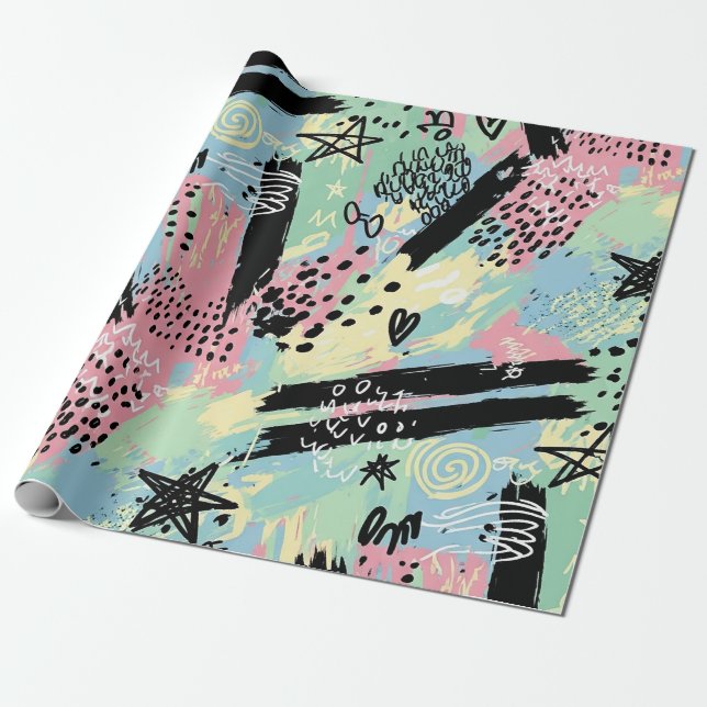 Colourful Urban Graffiti Pattern (12) Wrapping Paper (Unrolled)