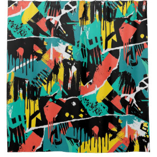 Colourful Urban Graffiti Pattern (13) Shower Curtain
