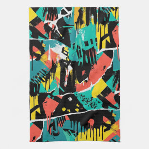 Colourful Urban Graffiti Pattern (13) Tea Towel