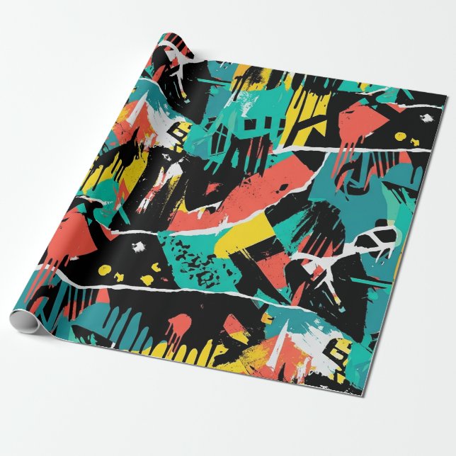 Colourful Urban Graffiti Pattern (13) Wrapping Paper (Unrolled)