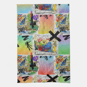 Colourful Urban Graffiti Pattern (14) Tea Towel