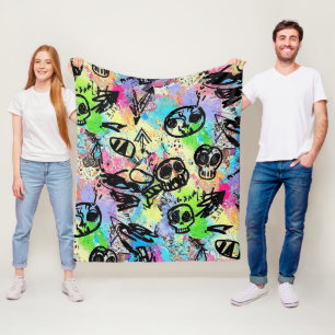 Colourful Urban Graffiti Pattern (1) Fleece Blanket