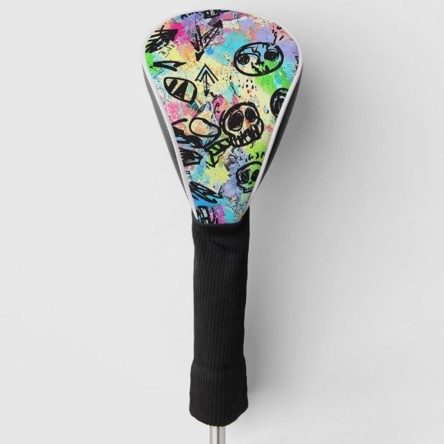 Colourful Urban Graffiti Pattern (1) Golf Head Cover (Front)
