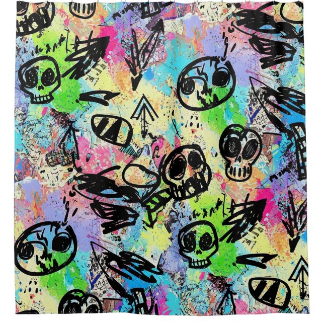 Colourful Urban Graffiti Pattern (1) Shower Curtain (Front)