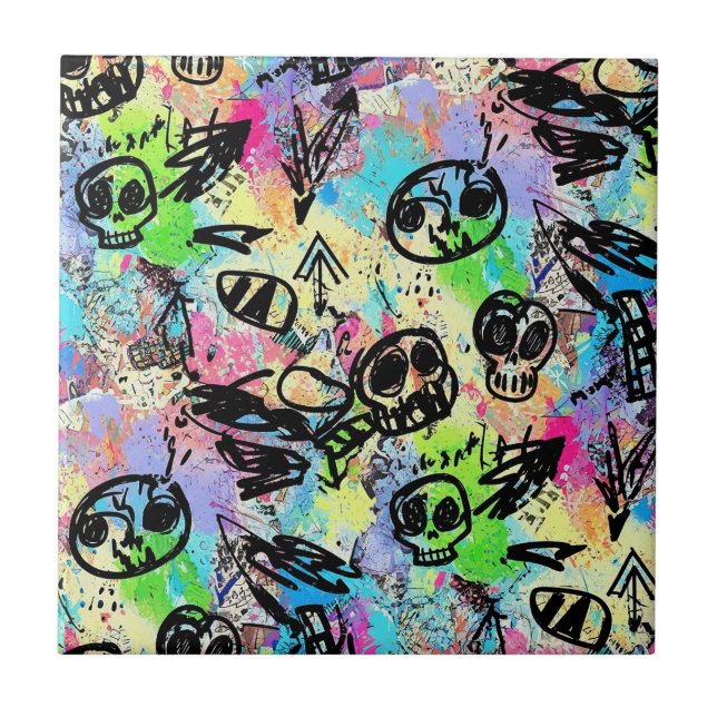 Colourful Urban Graffiti Pattern (1) Tile (Front)