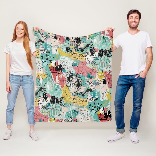 Colourful Urban Graffiti Pattern (2) Fleece Blanket (In Situ)