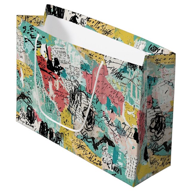 Colourful Urban Graffiti Pattern (2) Large Gift Bag (Front Angled)