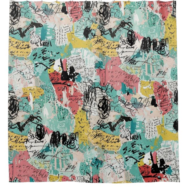 Colourful Urban Graffiti Pattern (2) Shower Curtain (Front)