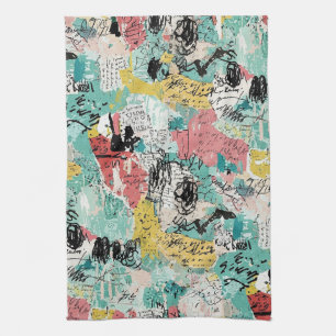 Colourful Urban Graffiti Pattern (2) Tea Towel