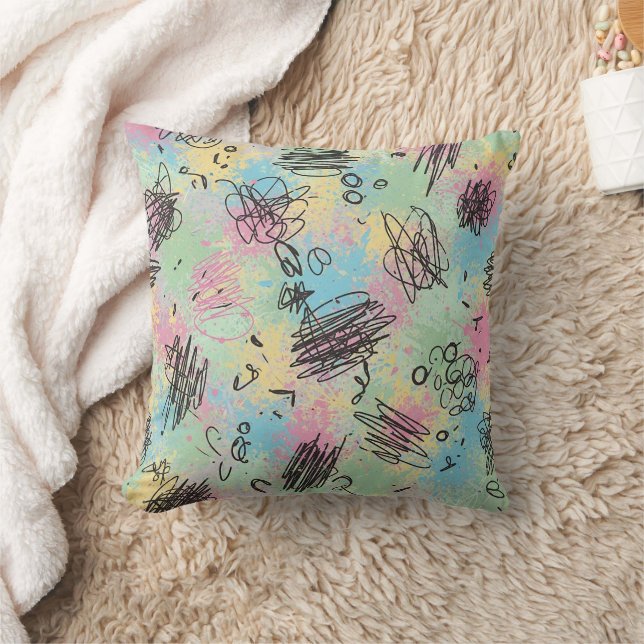 Colourful Urban Graffiti Pattern (4) Cushion (Blanket)