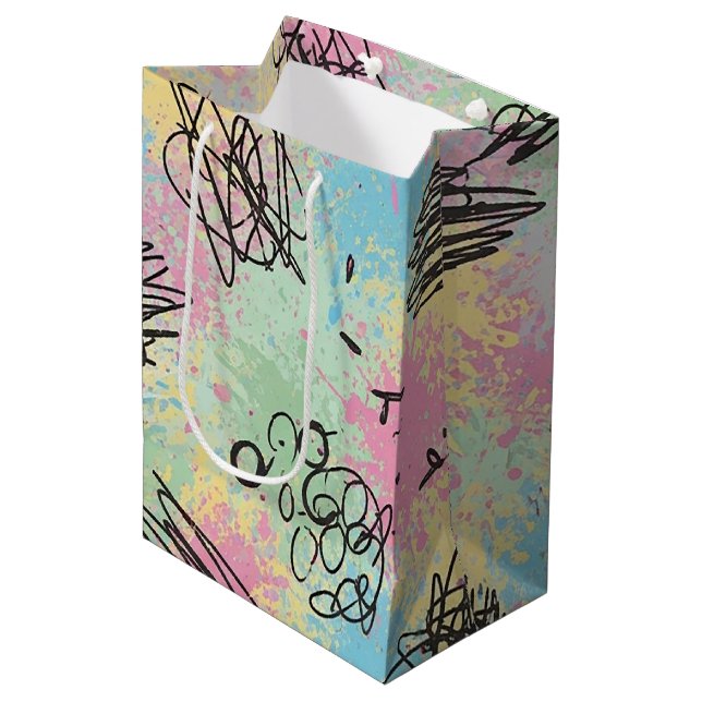 Colourful Urban Graffiti Pattern (4) Medium Gift Bag (Front Angled)