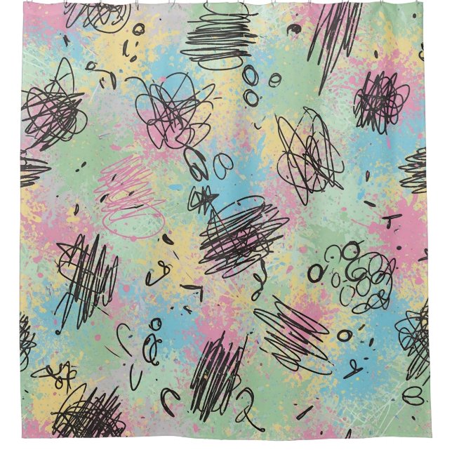 Colourful Urban Graffiti Pattern (4) Shower Curtain (Front)