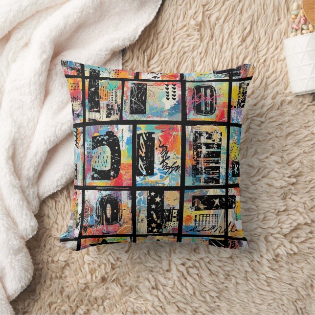Colourful Urban Graffiti Pattern (5) Cushion (Blanket)